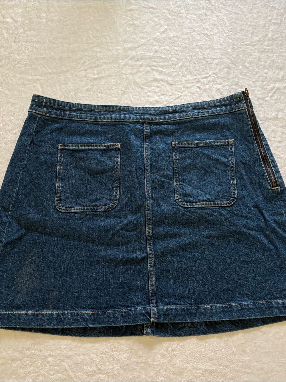 Loft Dark Blue Denim Mini Skirt with Patch Pockets